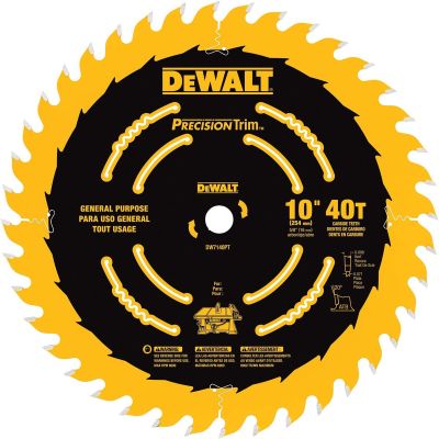 DWTDW7140PT image(0) - DEWALT 10-Inch Miter / Table Saw Blade, Atb, Ripping And Crosscutting, 5/8-Inch Arbor, Tough Coat, 40-Tooth