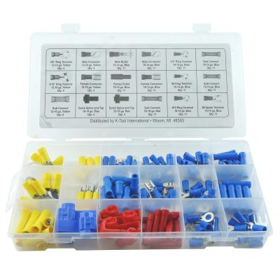 KTI00097 image(0) - K Tool International Electric Wire Solderless Terminal Assortment - 157 Pieces