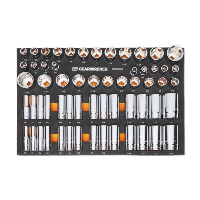 KDTGWMSSKT12SAE image(0) - GEARWRENCH 60 Piece 1/2" Drive Master SAE Socket Set in Foam Storage Tray