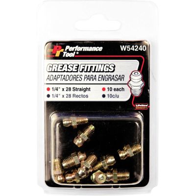 WLMW54240 image(0) - Wilmar Corp. / Performance Tool 10 pk. 1/4-28 Grease Fittings
