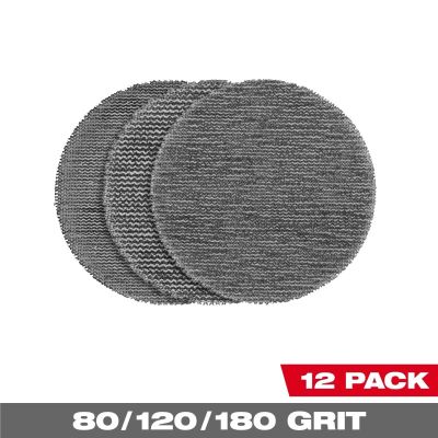 MLW48-80-6405 image(0) - Milwaukee Tool 3 Inch Assorted 80, 120, 180 Grit Mesh Sanding Discs with POWERGRID Tear Resistant Mesh &hyphen; (12 PK) + Pad Saver