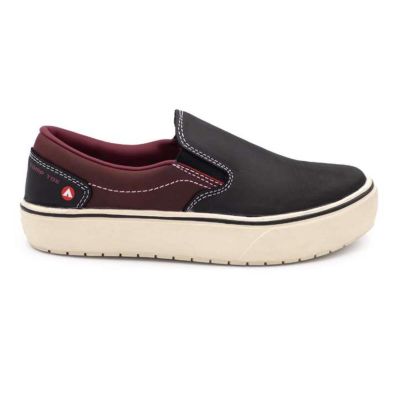 FSIAW7050-7D image(0) - AIRWALK VENICE - Women's Leather Slip On - CT|EH|SF|SR - Black / Tawny Port - Size: 7 - D - (Regular)