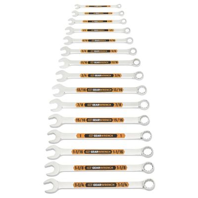 KDT81918H image(0) - GEARWRENCH 15 Piece 12 Point SAE Hi-Viz Long Pattern Combination Wrench Set with Roll