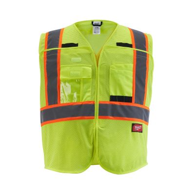 MLW48-73-5172 image(0) - Milwaukee Tool Class 2 Breakaway High Visibility Yellow Mesh Safety Vest - L/XL (CSA)