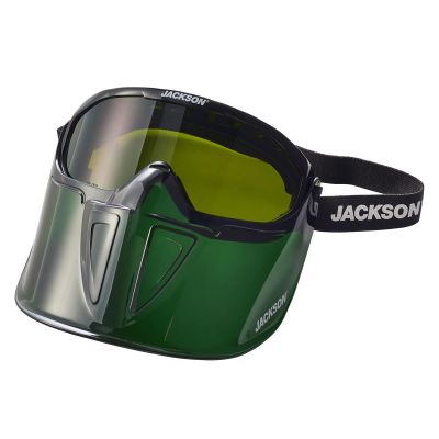SRW21002 image(0) - Jackson Safety Safety Goggle - GPL500 Premium Series - Shade 5 IR Lens - Anti-Fog - with Flip-Up Detachable Face Shield - Green Body