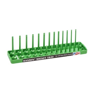 HNE1404 image(0) - Hansen Global 1/4 Inch Metric 2 Row Regular/Deep Socket Holder Tray - Green
