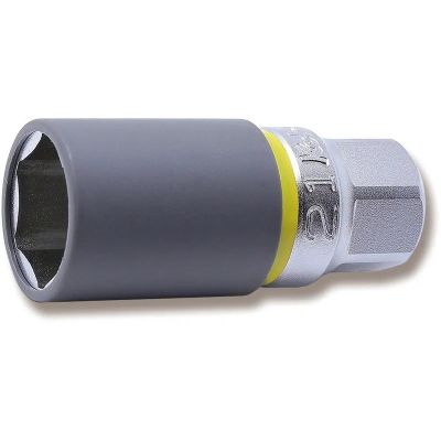 KKN4300PMZ-65-21 image(0) - Ko-ken USA 4300PMZ.65-21 1/2 Square Drive Wheel Nut Socket 21 mm Extra Thin Walled Length 65 mm Color coded Protector