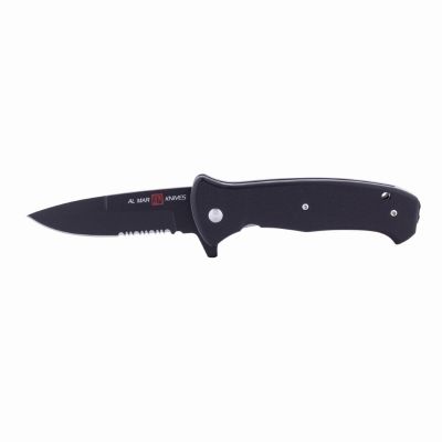 SUNAMK2207 image(0) - SUNEX AL Mar SERE 2020 G Assisted Open Liner Lock D2 3.6 Inch Matte Black Titanium Finish Combination Edge Talon Blade with G10 Handle Tactical Folding Knive - Black
