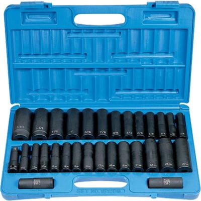 GRE1512DM image(0) - Grey Pneumatic 1/2" Drive 30 Piece SAE & Metric Deep Set