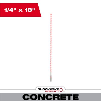 MLW48-20-9013 image(0) - Milwaukee Tool 1/4 Inch x 16 Inch x 18 Inch SHOCKWAVE Impact Duty Carbide Hammer Drill Bit