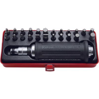 KKNAG112F image(0) - Ko-ken USA AG112F 1/2 Square Drive Attack Driver Set Rubber Grip 25 pieces