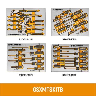 KDTGSXMTSKITB image(0) - GEARWRENCH 33 Piece Pliers and Screwdrivers Sets in Premium Foam Trays