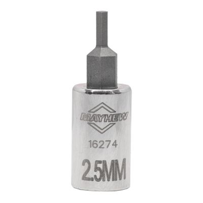 MAY16274 image(0) - Mayhew Mayhew 2.5 MM Metric Hex Short Insert Socket Bit, 1/4-Inch Drive