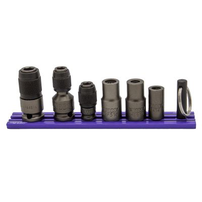 VIMIMPBH100 image(0) - VIM Tools 6 Piece Impact Bit Holder Set with Purple Magrail