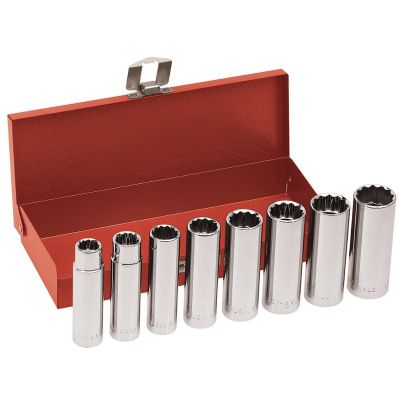 KLE65514 image(0) - Klein Tools 1/2-Inch Drive Deep Socket Wrench Set, 8-Piece