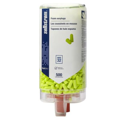 SRWS23413 image(0) - Sellstrom Earplugs - Disposable - Foam Bullet Shape - Uncorded - NRR 32 - Hi-Viz Green - 500 Pair Wall Dispenser