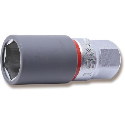 KKN4300PMZ-65-19 image(0) - Ko-ken USA 4300PMZ.65-19 1/2 Square Drive Wheel Nut Socket 19 mm Extra Thin Walled Length 65 mm Color coded Protector