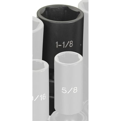 GRE2036UD image(0) - Grey Pneumatic 1/2" Drive x 1-1/8" Deep Universal Socket 6 Point - Black