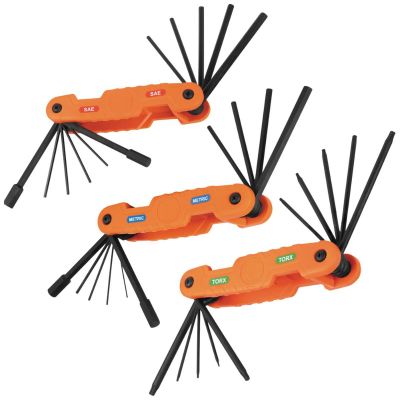KLE70553 image(0) - Klein Tools Pro Folding Hex Key Set, 31-Key, SAE, Metric, TORX&reg; Sizes, 3-Piece