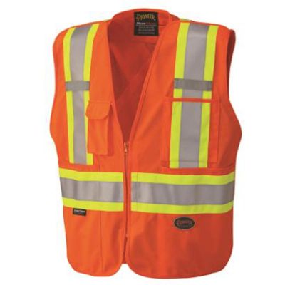 SRWV1021150U-L image(0) - Pioneer Zip-Up Snap Break Away Safety Vest  - Color:  Hi-Vis Orange  - Size: L