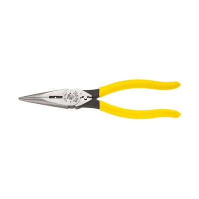 KLED203-8NCR image(0) - Klein Tools Pliers, Needle Nose Side Cutters with Stripping and Crimping, 8-Inch