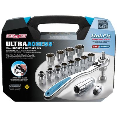 CHA39100 image(0) - Channellock 39100 16 Piece Pass-Thru Uni-Fit Socket Set