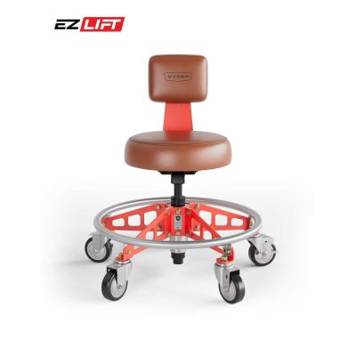 VYPRSM-BR-R-EZ image(0) - Vyper Industrial 400 lb Capacity Robust Steel Max Ez-Lift Shop Chair - Brown/Red