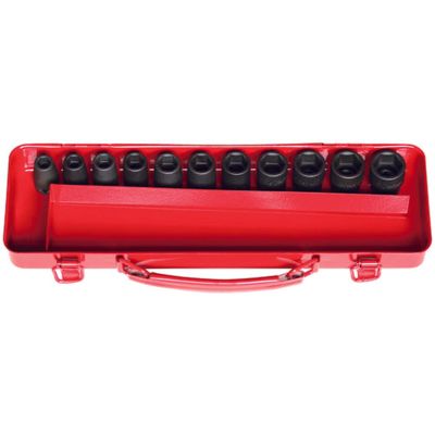 KKN13242M image(0) - Ko-ken USA 13242M 3/8 Sq. Dr. Socket Set 9-19mm 6 point  11 pieces