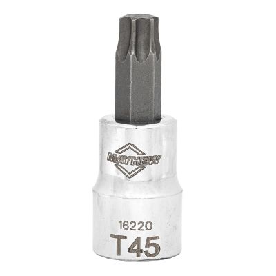 MAY16220 image(0) - Mayhew Mayhew T45 Torx&reg; Short Insert Socket Bit, 3/8-Inch Drive