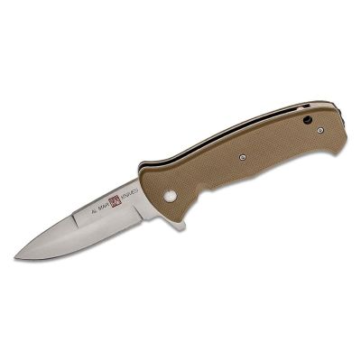 SUNAMK2214 image(0) - SUNEX AL Mar SERE 2020 Coyote Assisted Open Liner Lock D2 3.6 Inch Satin Finish Plain Edge Talon Blade with G10 Handle Tactical Folding Knive - Coyote Tan