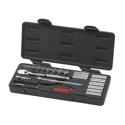 KDT80327 image(0) - GEARWRENCH 22 Piece 1/4 Inch Drive 6 & 12 Point Standard & Deep Metric Mechanics Tool Set