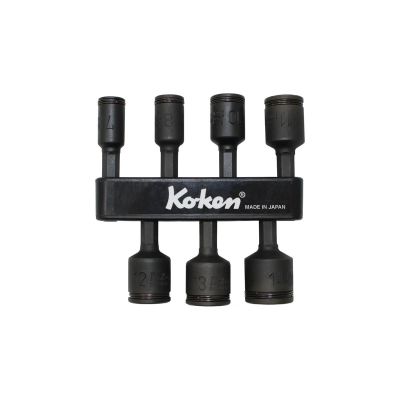 KKN113-502B-7-H image(0) - Ko-ken USA 113.50(2B)/7-H 1/4 Hex Drive 7 Piece Impact 6-Point Metric NUT GRIP Nut Setters 7-14 mm
