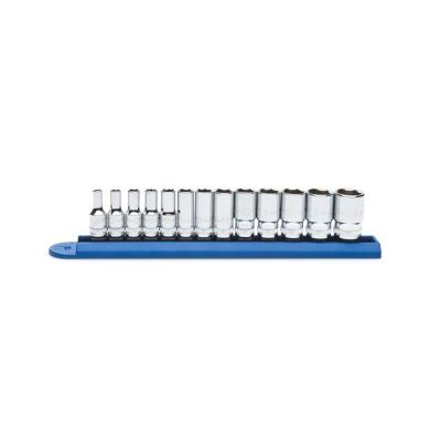 KDT80304S-06 image(0) - GEARWRENCH 13 Piece 1/4 Inch Drive 6 Point Mid Length Metric Socket Set