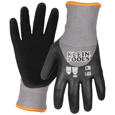 KLE60839 image(0) - Klein Tools Winter Knit Dipped Gloves, Cut Level A4 Touchscreen, Large