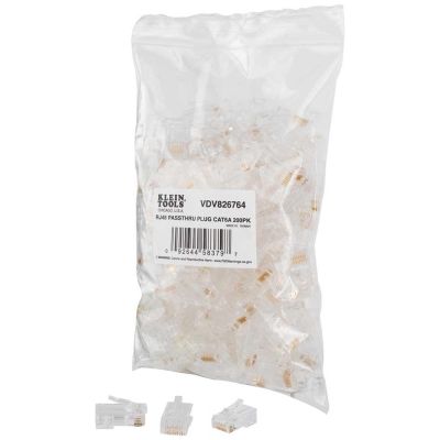 KLEVDV826764 image(0) - Klein Tools Pass-Thru&trade; Modular Data Plugs, RJ45-CAT6A, UTP 200-Pack