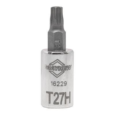 MAY16229 image(0) - Mayhew Mayhew T27H Tamper Torx&reg; Short Insert Socket Bit, 1/4-Inch Drive