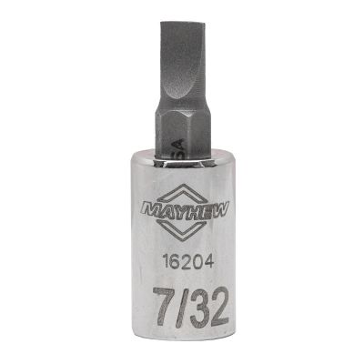 MAY16204 image(0) - Mayhew Mayhew 7/32-Inch Slotted Short Insert Socket Bit, 1/4-Inch Drive