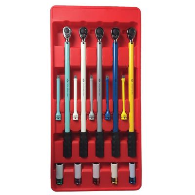 INT42015 image(0) - American Forge & Foundry Master Tire Service Kit - 1/2" Drive - 15 Pc.  Includes 65,100,120,120 & 140 Ft/Lbs Preset Torque Wrenches - 65,80,100,120,140 Ft/Lbs Torque Limiting Extensions - 17mm,19mm(3/4"),21mm,13/16",22mm(7/8") Mag Whee