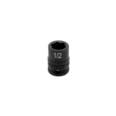 VIMIMP612 image(0) - VIM TOOLS 1/2 Inch X 3/8 Inch Drive SAE Cr-Mo Impact Socket - Shallow