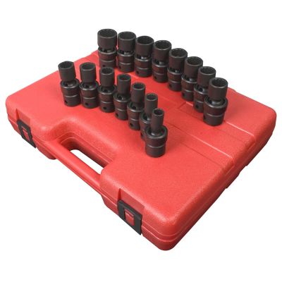 SUN2855 image(0) - SUNEX 15 PC 1/2" DR 12 PT METRIC UNIV IMPACT SOCKET