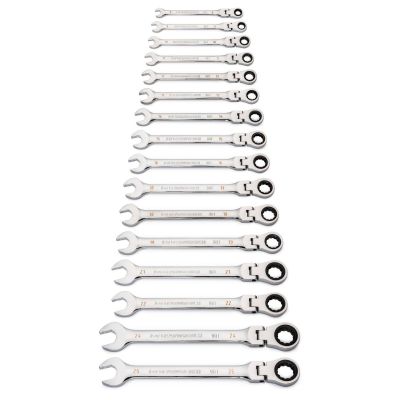 KDT86728 image(0) - GEARWRENCH 16 Piece 90-Tooth 12 Point Flex Head Ratcheting Combination Metric Wrench Set