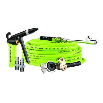 LEGHGH7-FZ image(0) - Legacy Manufacturing Flexzilla Truck Tire Inflator Kit, 6-Piece, 3/8 in. x 60 ft., X1 Blow Gun with Rubber Tip, Flexzilla Pro High Flow Coupler and Plugs, 30&deg; Dual Air Chuck, and Glad Hand