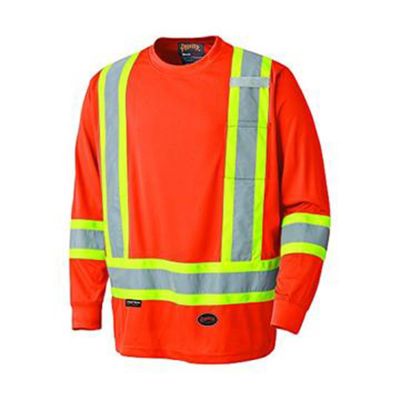 SRWV1051250U-XL image(0) - Pioneer Birdseye Long-Sleeved Safety Shirt  - Color:  Hi-Viz Orange  - Size: XL