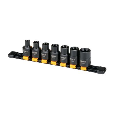DWTDWMT19260 image(0) - DEWALT Dwmt19260 7Pc Mm 1/2"Drive Impact Extension Torx Set Black