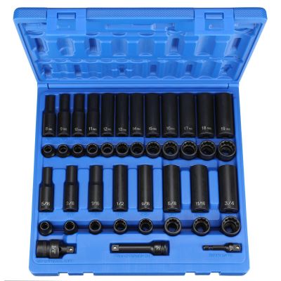GRE1643RD image(0) - Grey Pneumatic 3/8" Drive 43 Piece Standard/Deep SAE/Metric Set - 12 Point