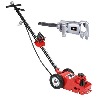 INT565F-7685 image(0) - American Forge & Foundry Axle Jack - 22 Ton Capacity - Air/Hydraulic - Spring Return - w/ 3 pc Ext Kit & 2 pc Handle and 1 in. Drive Impact Wrench