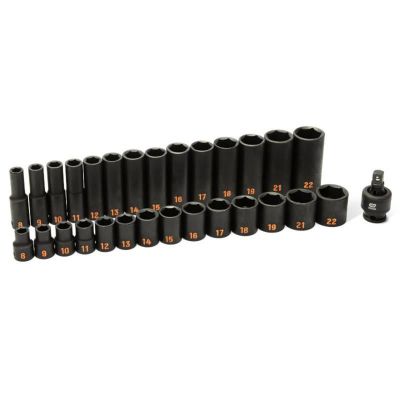 KDT84925H image(0) - GEARWRENCH 29 Piece 3/8" Drive 6 Point Metric Hi-Viz Standard & Deep Impact Socket Set