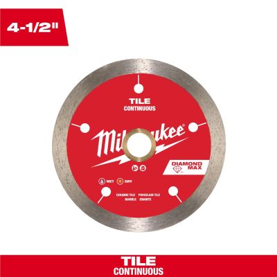 MLW49-93-9204 image(0) - Milwaukee Tool 4 1/2 inch DIAMOND MAX Continuous Tile Diamond Blade