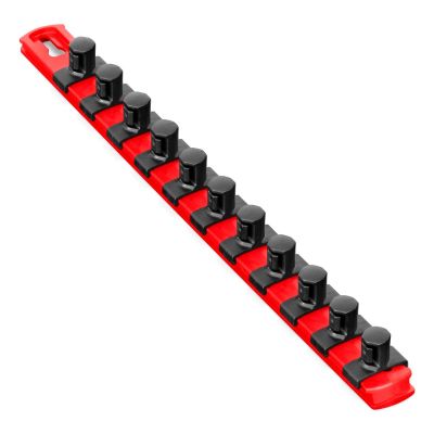 ERN8416 image(0) - Ernst Mfg. 13&rdquo; Socket Organizer with 11 Twist Lock Clips - Red - 1/2&rdquo;