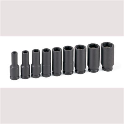GRE1209DG image(0) - Grey Pneumatic 3/8" Drive 9 Piece Deep Magnetic Impact Socket Set